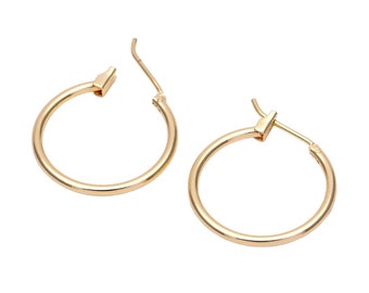 Pendientes de aro rellenos de oro de 14k anillo redondo simple 14mm 20mm 25mm 30mm 40mm 50mm 1420 14/20 Gold Filled - 2pcs/1 par