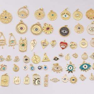 Evil eye gold filled charms charm selection pave cz cubic zirconia very shiny! 18K gold filled evil eye selection!  14/20 gold filled