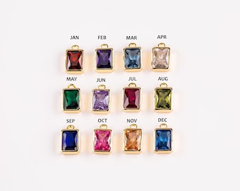 18K gold filled rectangle birthstone charms made in usa   14/20 gold filled 7x11mm