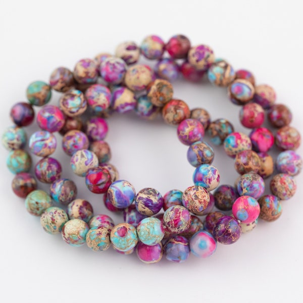 Multicolor aqua terra jasper bracelets 6mm 8mm natural healing crystal bracelets crystals beaded on stretchy string