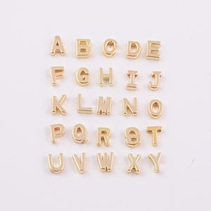 18K gold filled letters alphabet abc letter beads side drilled approx 5x6mm  14/20 gold filled - 1pc