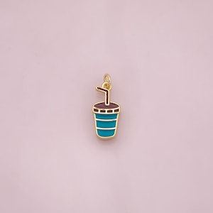 Large soda drink fast food charm enamel charm 18K Gold Filled for Charm Bar Bracelets and Necklaces Charms