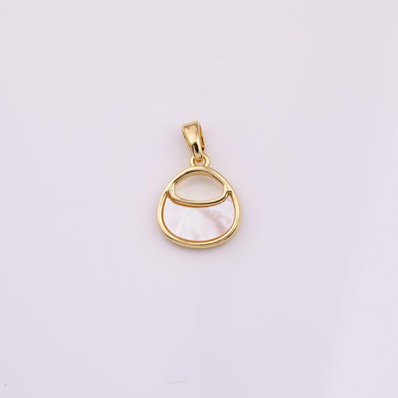 18K gold filled purse lock charm mother of pearl charm 14x12mm bracelet  charm necklace pendant minimalist charms cz pave