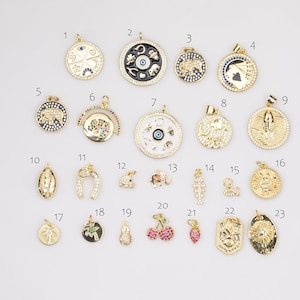18K gold filled charms cherries cherry lucky blessed protection gold filled charms charm pave cz 18K gf selection!  14/20 gold filled