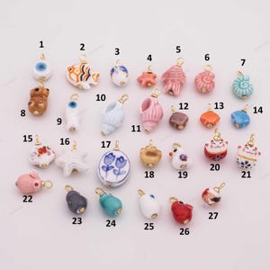Colorful ceramic charm handmade painting ceramic porcelain animal flower vintage charm for necklace bracelet jewelry making supply