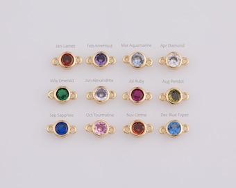 4mm 18K gold filled birthstone connectors connector charms  charm cz bezel  gf made in usa 4x7mm
