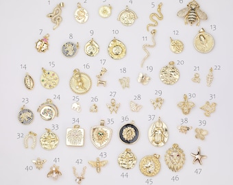 Animals gold filled charms charm pave cz 18K gf animal selection!  14/20 gold filled lion dragonfly bee elephant snake fish butterfly