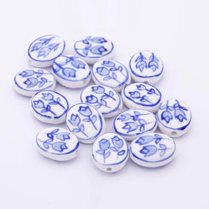 4pcs Ceramic Flower Beads Charm Colorful ceramic shell charms handmade painted porcelain vintage necklace bracelet jewelry making supply