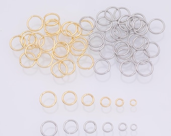 100pcs Jump Rings 3mm 4mm 5mm 6mm 7mm 8mm Perfect thickness for charms 18K Gold Filled Brass Jump Rings for Charms Necklaces Bracelets
