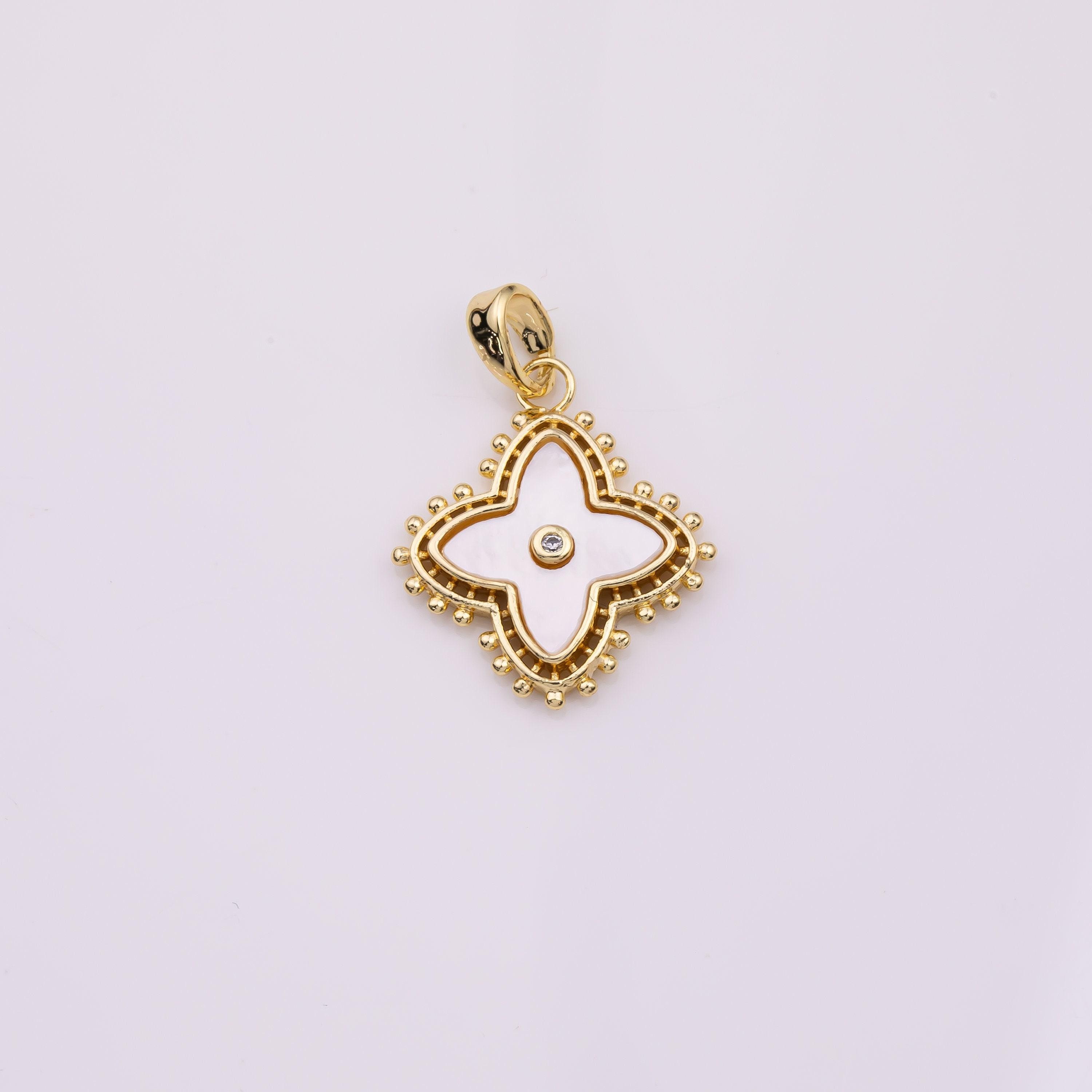 18K Gold gefüllt Blume Charme Anhänger Perlmutt Gesicht 16 mm Armband Charme Halskette Anhänger minimalistischen Charme CZ pave