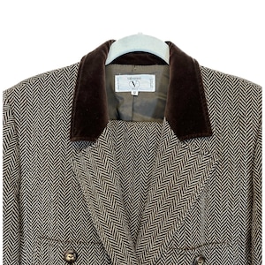 Vintage Oversized Valentino Miss V Brown Tweed Blazer Size 10