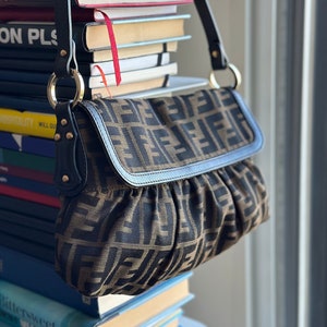 Fendi vintage small brown zucca chef shoulder bag