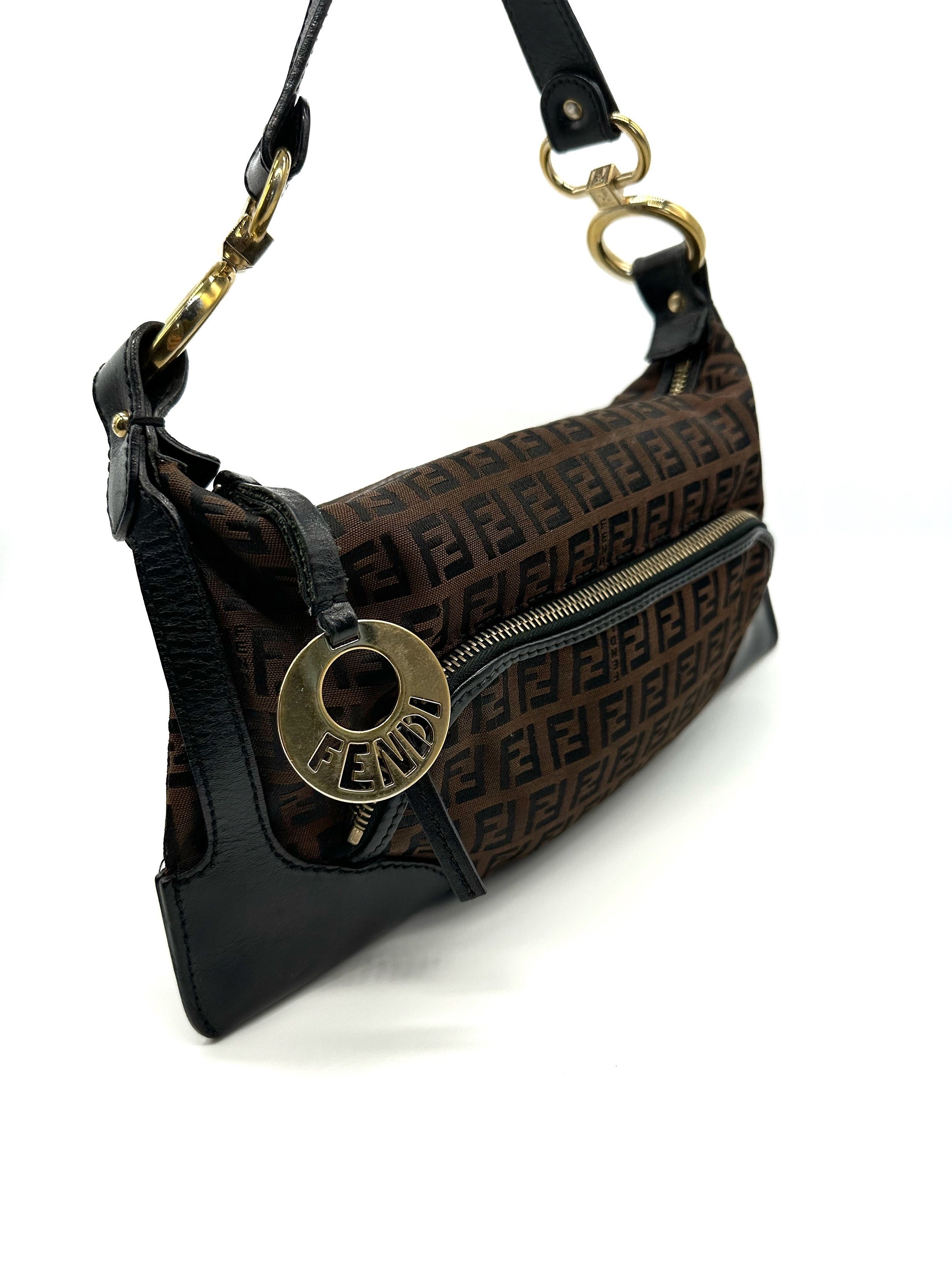Fendi Baguette Brown Canvas and Black Leather - Etsy