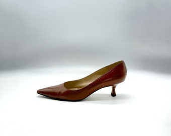 Manolo Blahnik Size EU37.5 Rare Vintage Brown Leather Heels