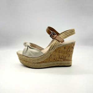 Prada Size EU37 Vintage Leather Espadrille Platforms Wedge