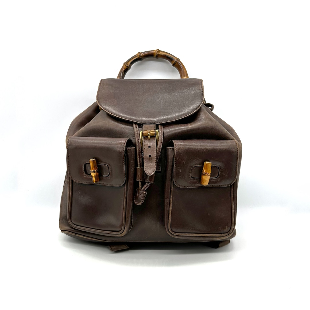 【ベタあり】 old Gucci bamboo hand bag brown Gucci Bamboo 1947 medium bag in brown leather | GUCCI® US