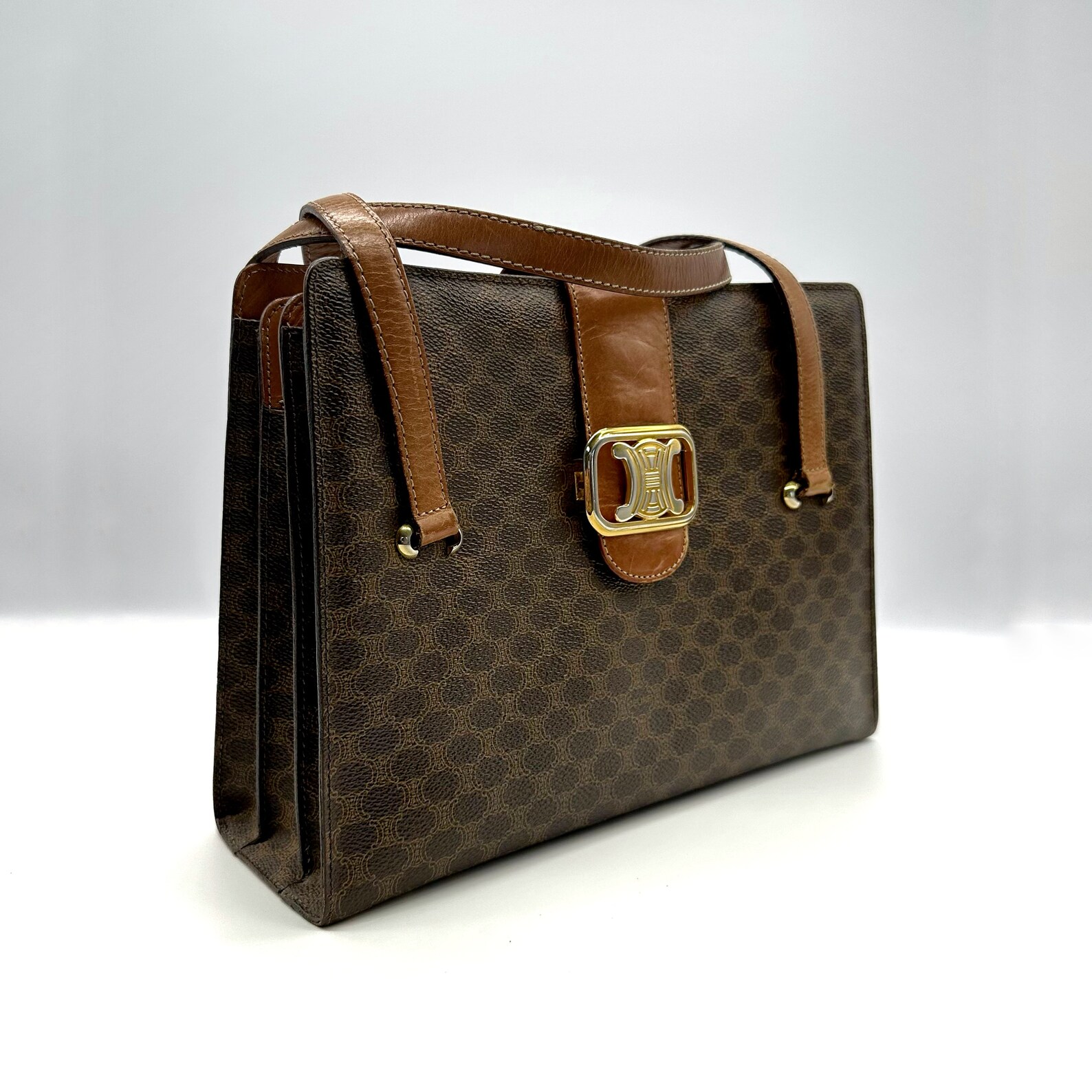 Celine Pink Denim Triomphe Monogram Poulbot Bag