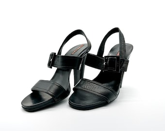 Prada Size EU38.5/8 vintage Black Leather Heels