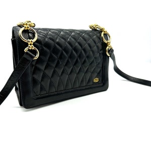 Authentic Bally Vintage Black leather quilted bag