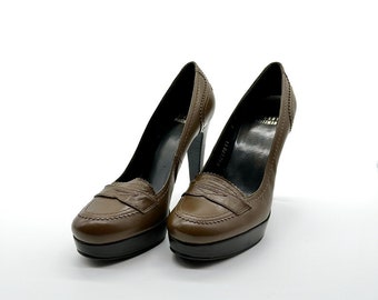 Stuart weitzman décolleté in pelle marrone taglia 7