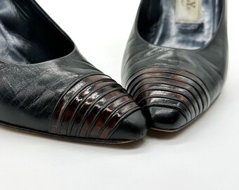 Escarpins Bally En Cuir Veau Noir - Taille US 8, Talons Ultra Hauts (10 Cm+), Style Slingback, Occasion