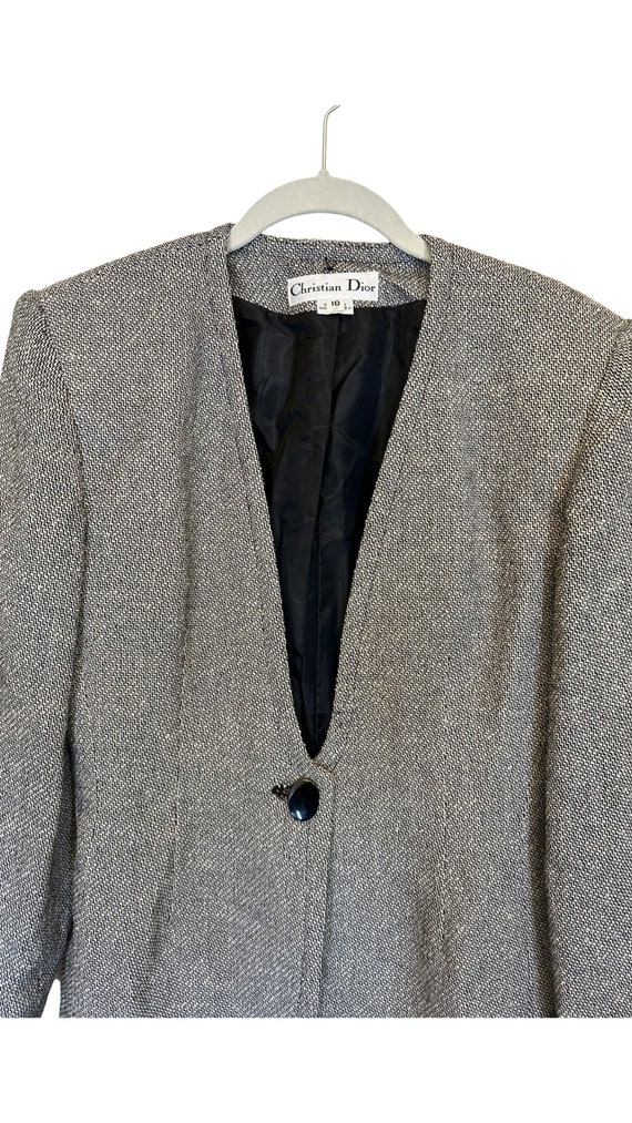 Vintage Christian Dior Women Grey Blazer Jacket M… - image 7