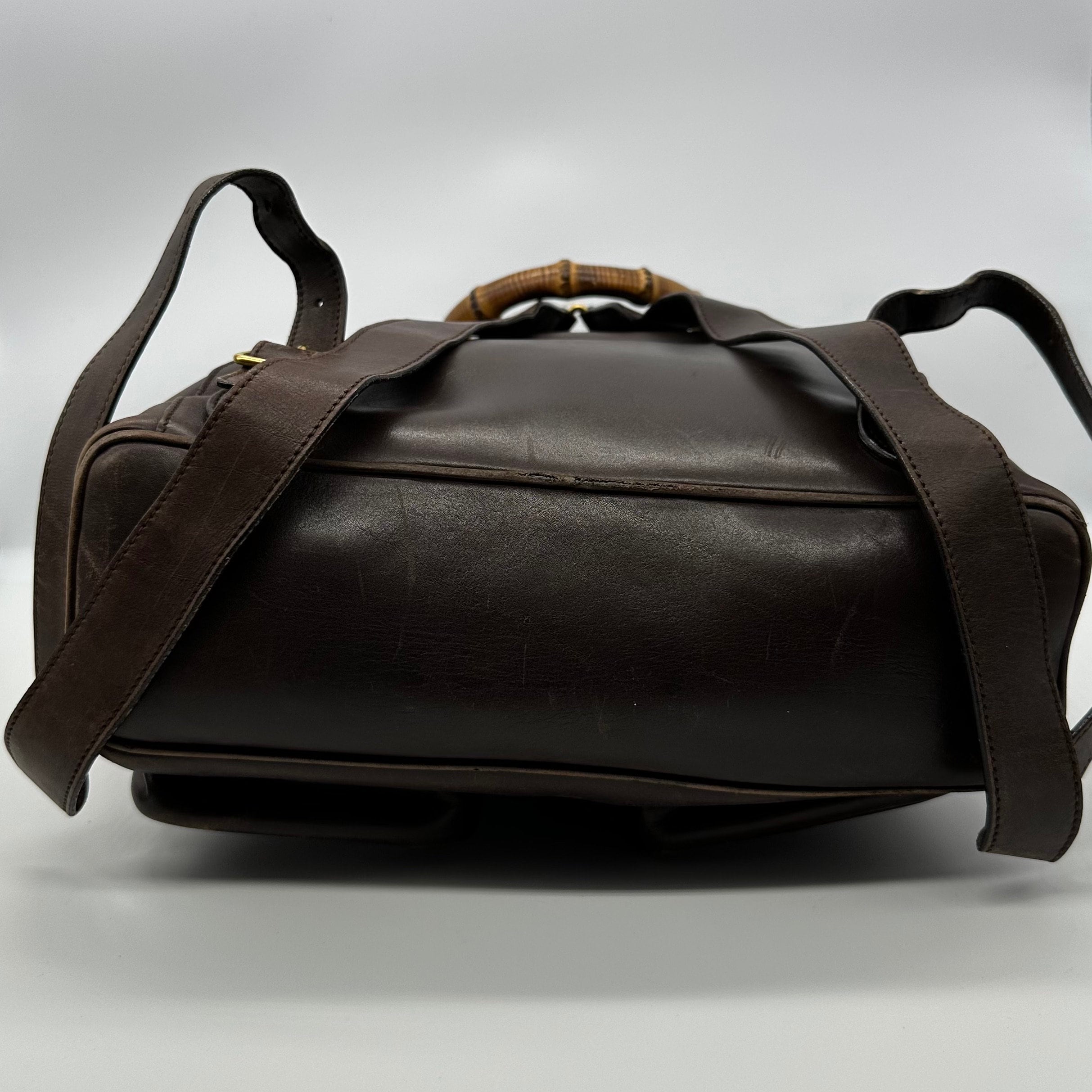 Gucci Vintage Ruck Sack Backpack Bamboo Brown Leather - Etsy