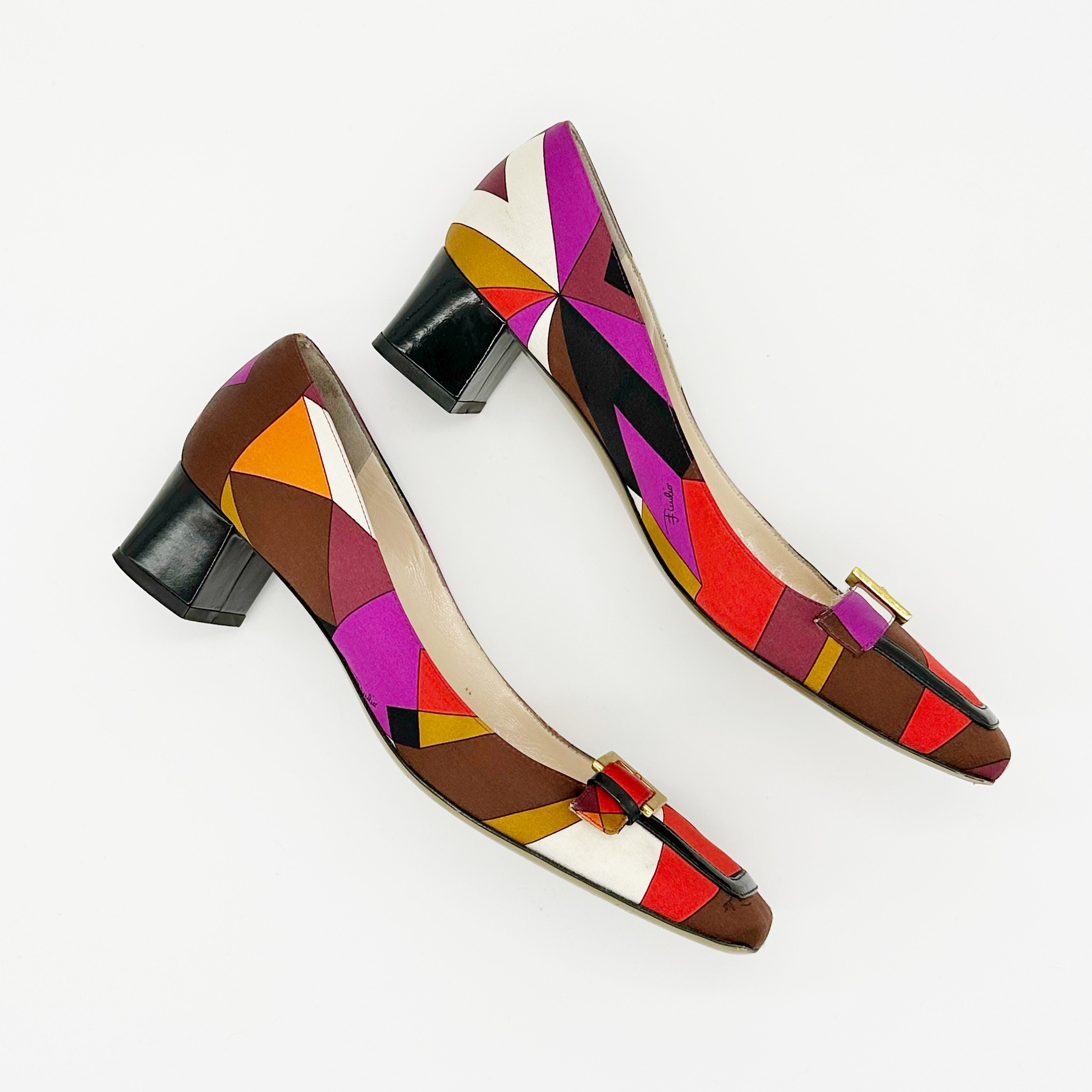 EMILIO PUCCI: shoes with abstract print - Multicolor  Emilio Pucci shoes  9R0046G0061 online at