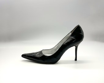 Dolce Gabbana - Chaussures à talons noires vintage sans lacets pointues 38,5/8 EU