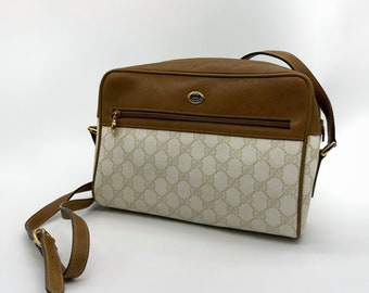 Gucci authentic vintage Cream/Brown logo gg Gucci Leather Bag
