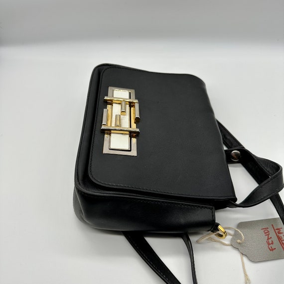Fendi Vintage Black Leather Dolce 3Baguette Top Handle Bag