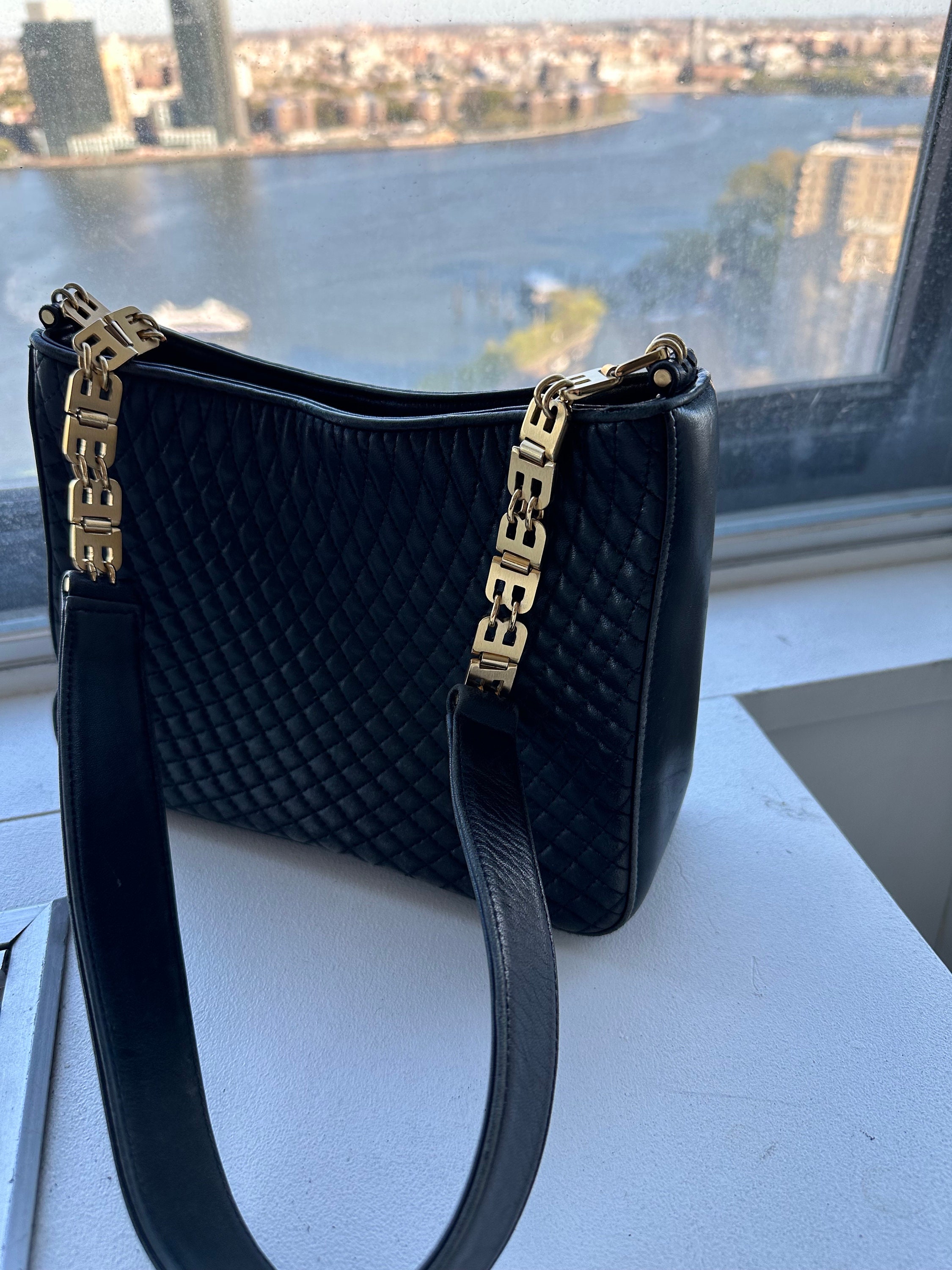 バッグ BALLY Quilting Black shoulderbag handbag Authentic Bally Vintage Black Leather Quilted Bag - Etsy