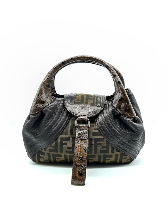 FENDI VINTAGE FF MONOGRAM ZUCCA TOP HANDLE BAG TOBACCO