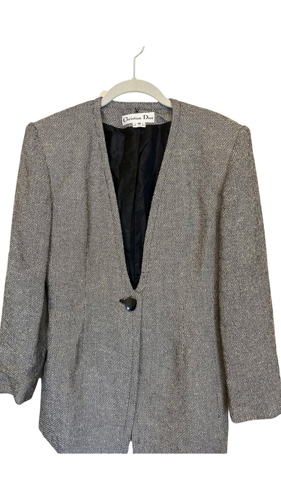 Vintage Christian Dior Women Grey Blazer Jacket M… - image 1