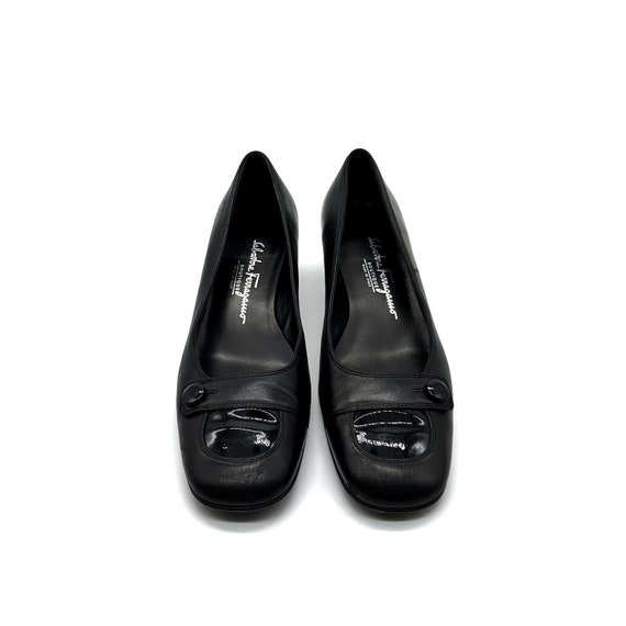 Buy Salvatore Ferragamo Size 7.5 Vintage Black Leather Pumps 