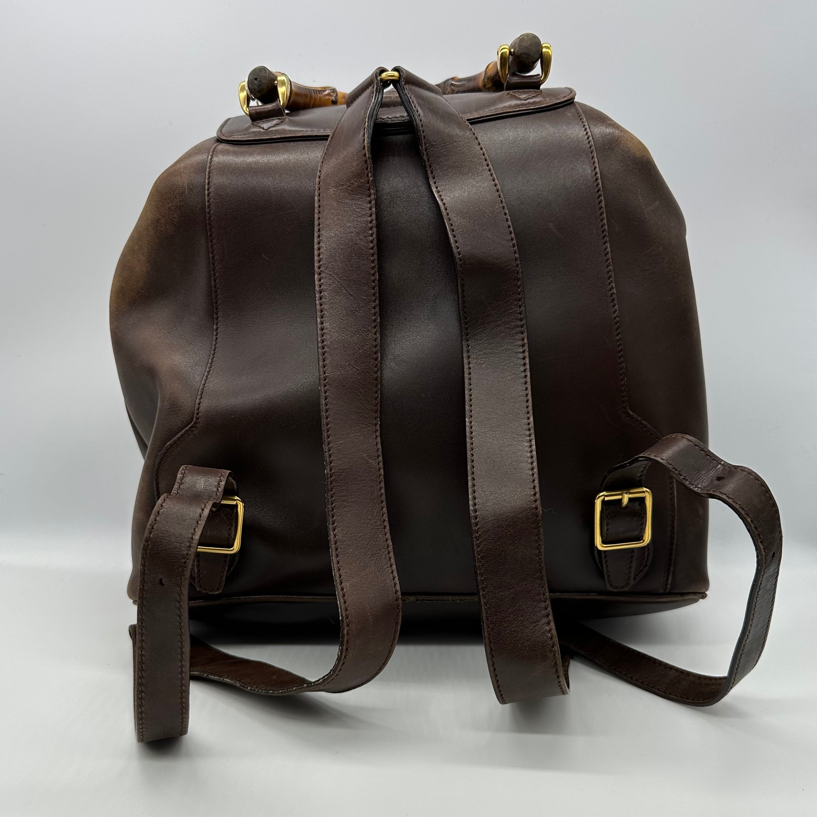 Gucci Vintage Ruck Sack Backpack Bamboo Brown Leather - Etsy