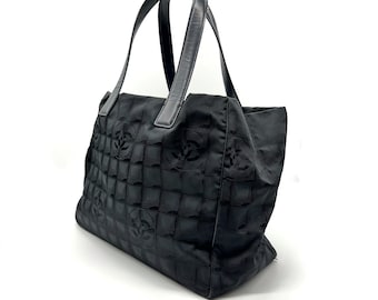 Authentic Chanel Vintage &quot;New Line Tote&quot; MM Shoulder Bag