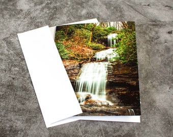 Individual Waterfall Greeting Card with Envelope, DeSoto Falls Notecard, Blank Notecard, All Occasion Greeting Card, Frameable Botanical Art