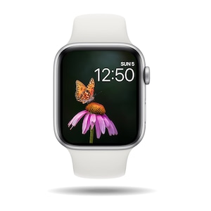 Butterfly Watch Wallpaper, Digital Download, Flower Watch Wallpaper, Nature Watch Wallpaper, Floral Watch Face, Apple Watch Wallpaper
