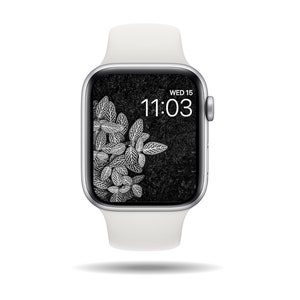 Mosaikblad Apple Watch-bakgrund, minimalistisk växtkonst (digital nedladdning)