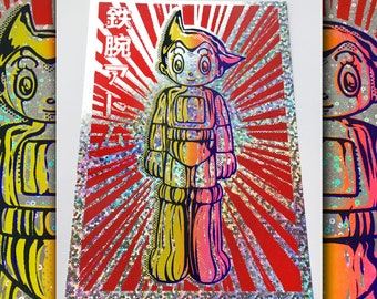 Astro Boy Screen Print – Handmade Manga Art, Osamu Tezuka
