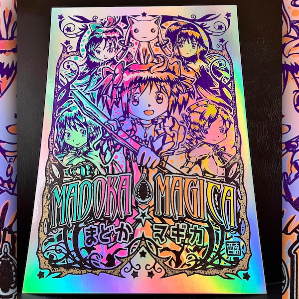 Magical Girl hand made holographic screen print