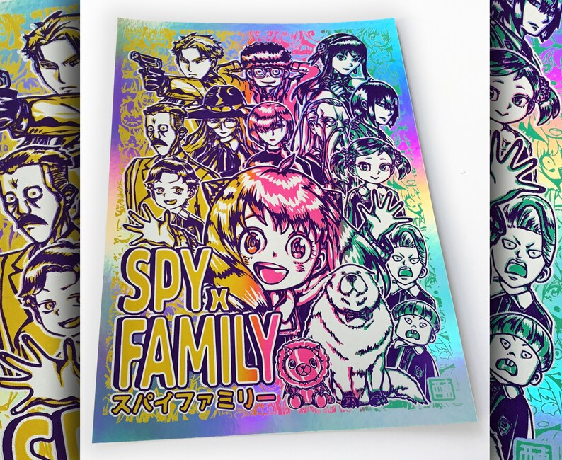 Anya Forger Lettering Anya and Friends - Holographic Hand Made Screen Print - Etsy