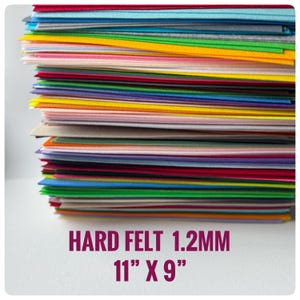 Hard Korean felt thick sheets.  Craft colors. Shinwon felt. Solitone brand. Sheet 11"x9"
