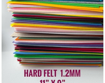 Hard Korean felt thick sheets.  Craft colors. Shinwon felt. Solitone brand. Sheet 11"x9"
