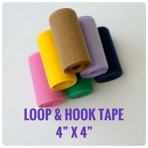 Loop and hook tape fastener. Sheets size 4&quot;x4&quot;. Sew-on Hook and Loop.
