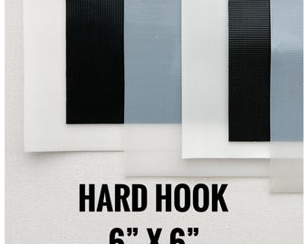 Nylon Fastener Hook 6" x 6" Sew-on. Adhesive black hook. White set.