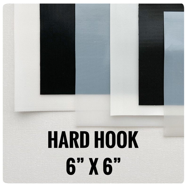 Nylon Fastener Hook 6" x 6" Sew-on. Adhesive black hook. White set. image 1
