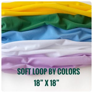 Loop fastener. Soft fabric. Sewing doll materials. 100% polyester. Sheet size 18x18 in.