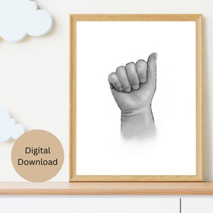 文字 A | ASL 手話 A | デジタル プリント | 印刷可能な壁アート | 保育園の装飾 | 子供部屋の装飾